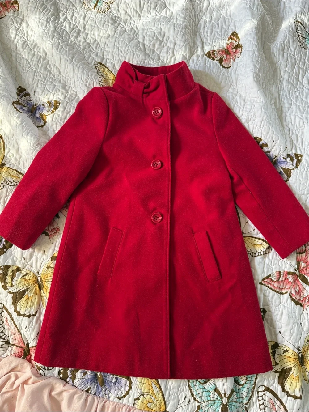 Gymboree Red Girls' Pea Coat with Stand Collar